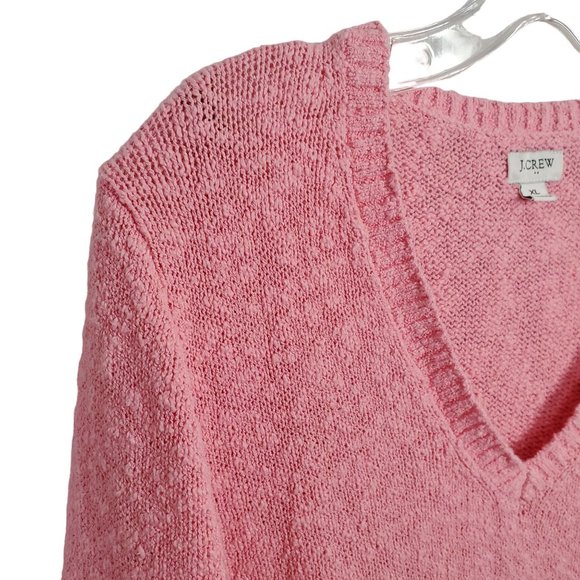 Reimagined by J Crew Size XL Sweater V-neck Slub Knit Cotton Blend Textured Pink - Picture 4 of 11
